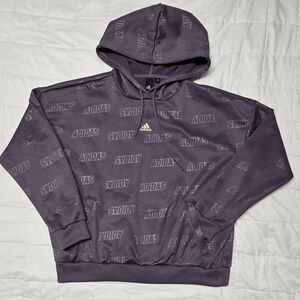 adidas Purple Logo-Print Pullover Hoodie